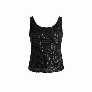 Vintage Elegant Black Sequin Women's Top